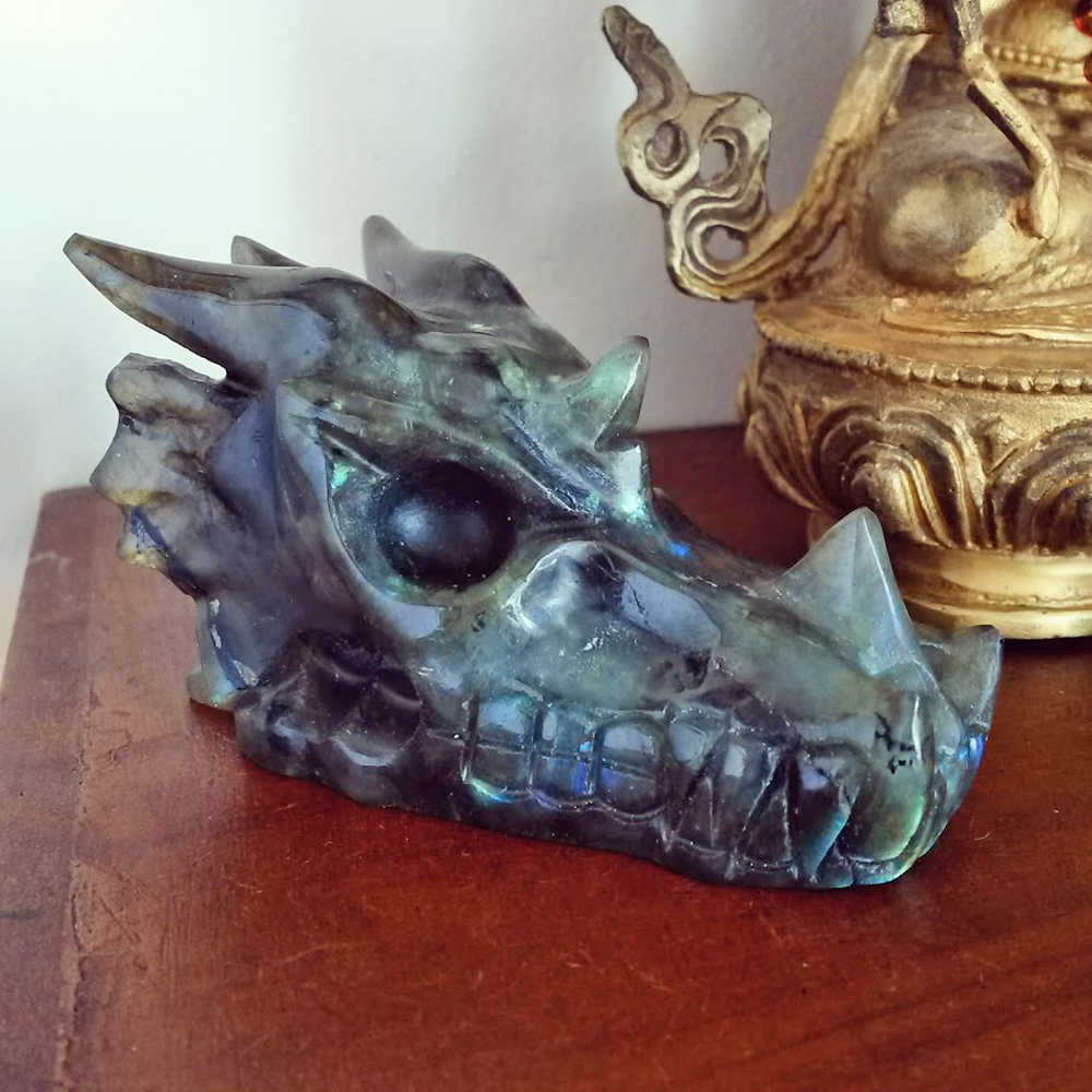 Labradorite Dragon Crystal Skull