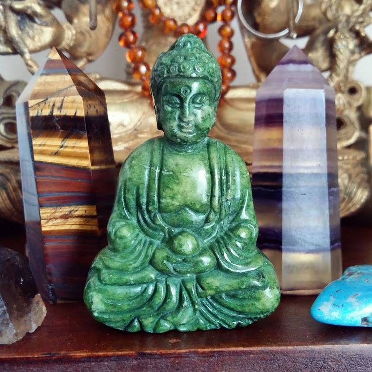 Green Soapstone Buddha Carving
