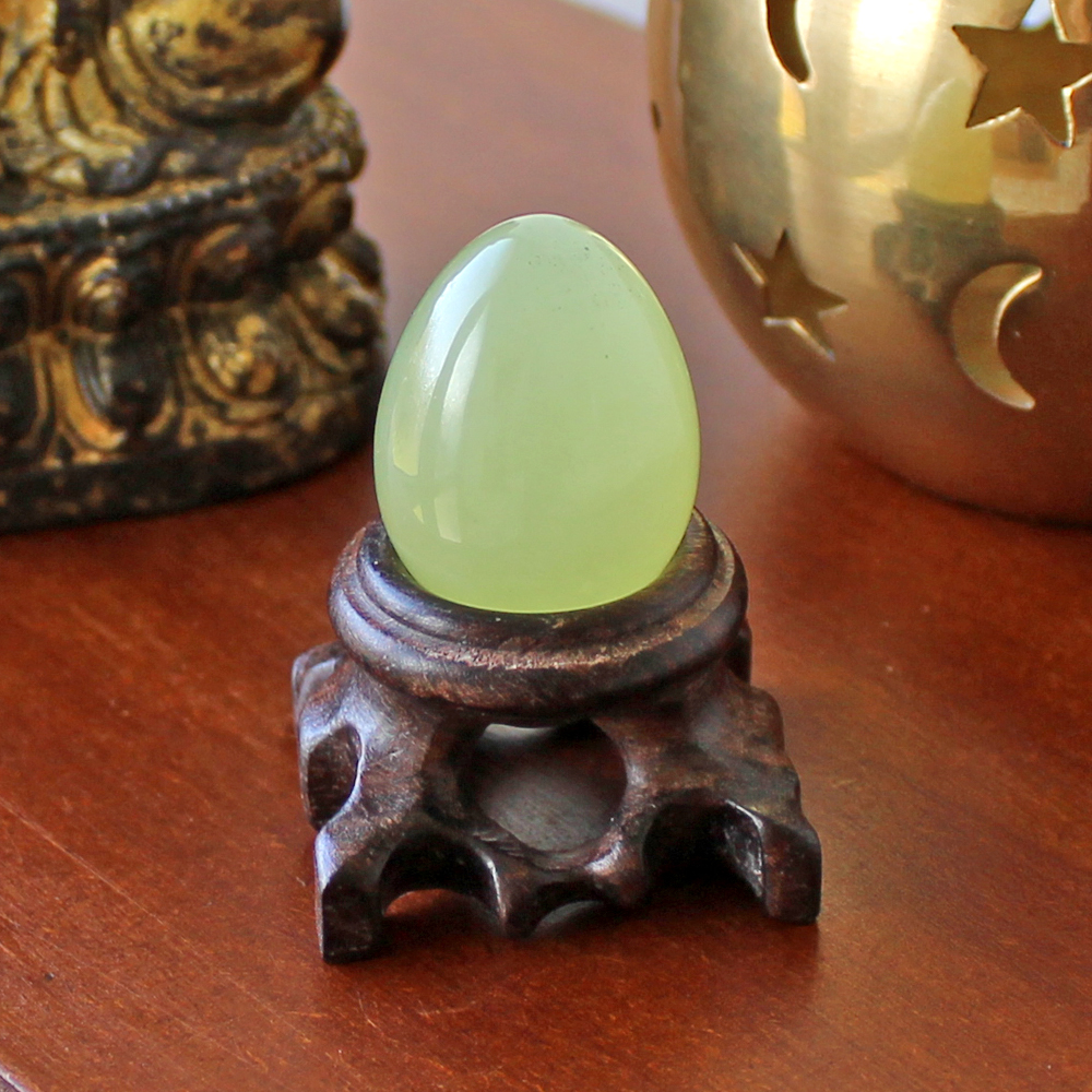 New Jade (Serpentine) egg on a stand