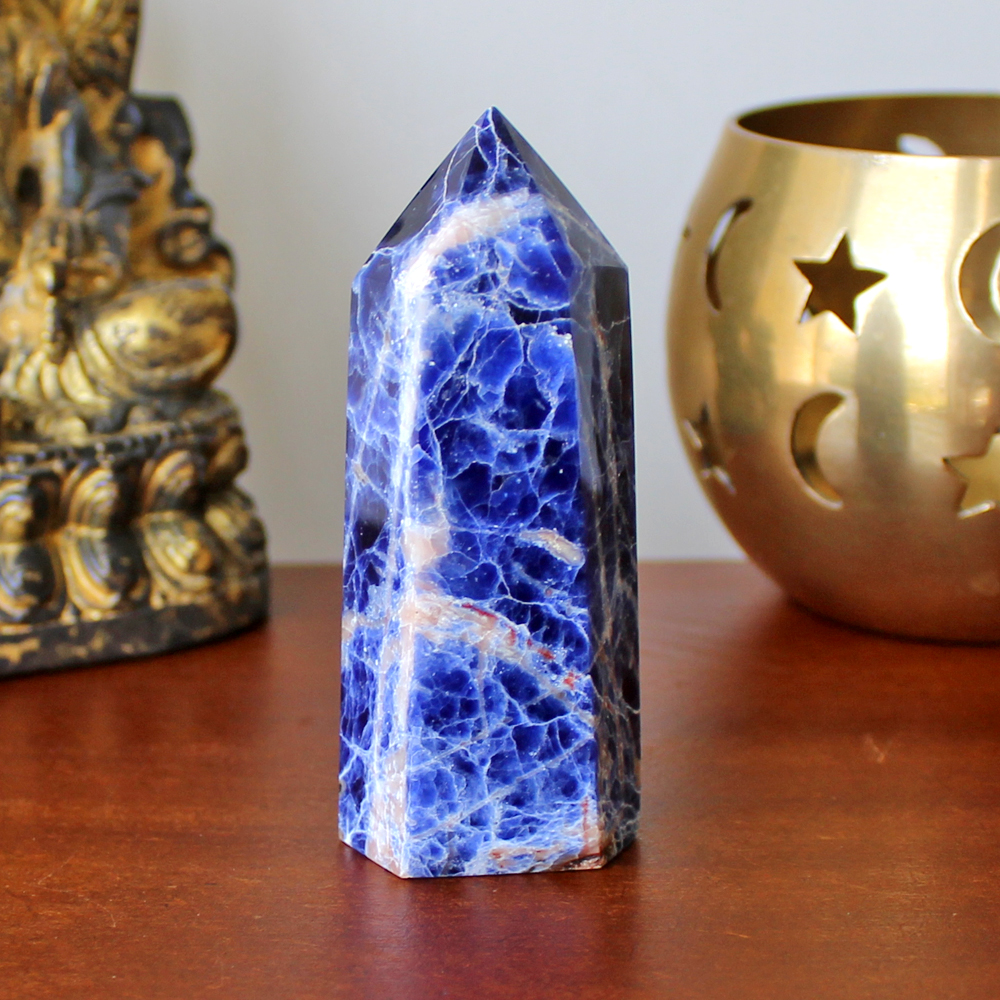 Sodalite crystal point tower