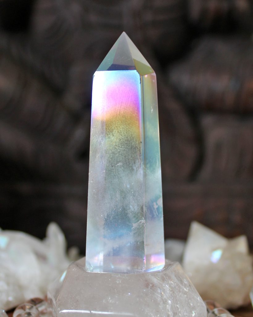 Angel Aura quartz crystal tower with rainbow