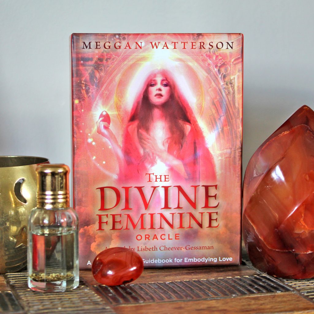 The Divine Feminine Oracle with oil, candle and crystals